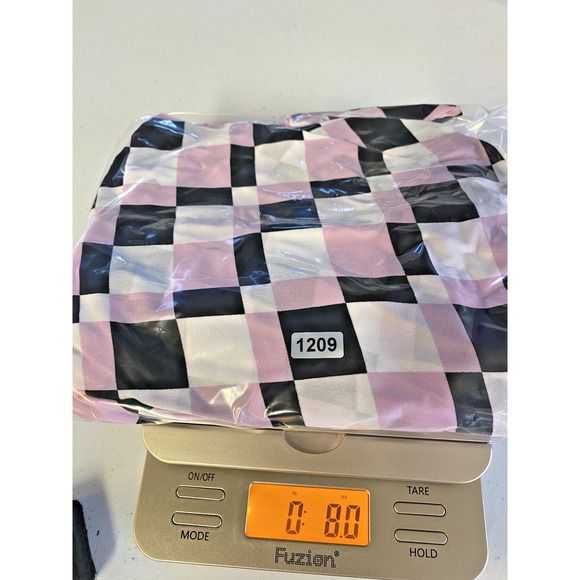 Cato 26/28W Blouse Top Shirt Check Print Chiffon Tie Front Purple Black White - Picture 11 of 11